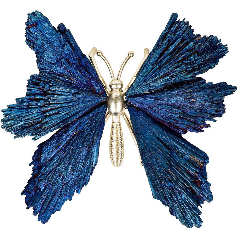 Sheehas Feng Shui Natural Tourmaline Blue - Plated Butterfly Decoration - Spiritual Wings Energizing (Width: 6.7" - 7.9") - 我的商店 -