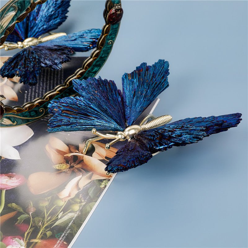 Sheehas Feng Shui Natural Tourmaline Blue - Plated Butterfly Decoration - Spiritual Wings Energizing (Width: 6.7" - 7.9") - 我的商店 -