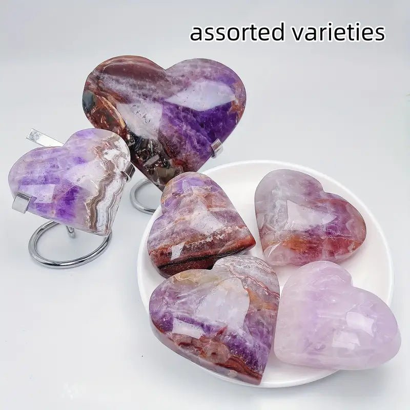 Sheehas Feng Shui Spiritually Charming Natural Amethyst - Agate Symbiosis Heart - Shaped Ornament - The Messenger of Love and Luck Energy - 我的商店 -