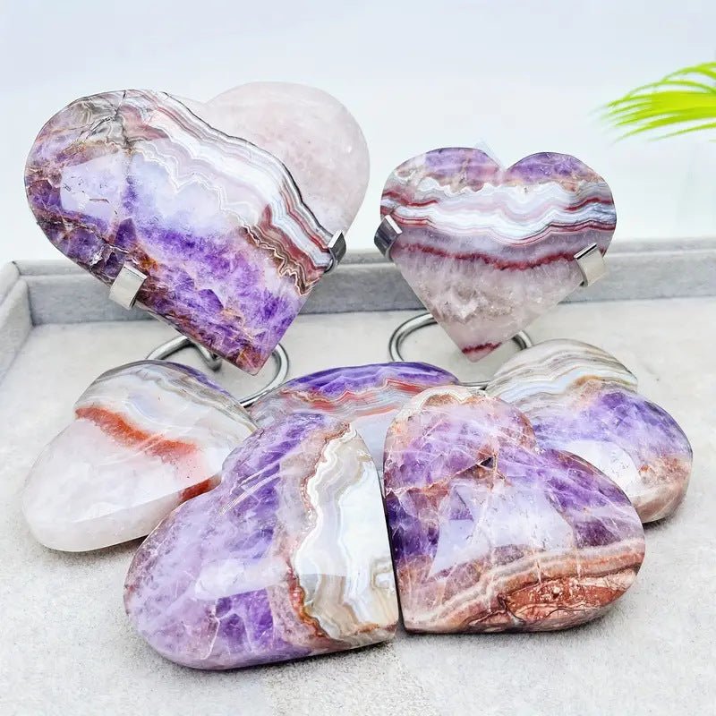 Sheehas Feng Shui Spiritually Charming Natural Amethyst - Agate Symbiosis Heart - Shaped Ornament - The Messenger of Love and Luck Energy - 我的商店 -