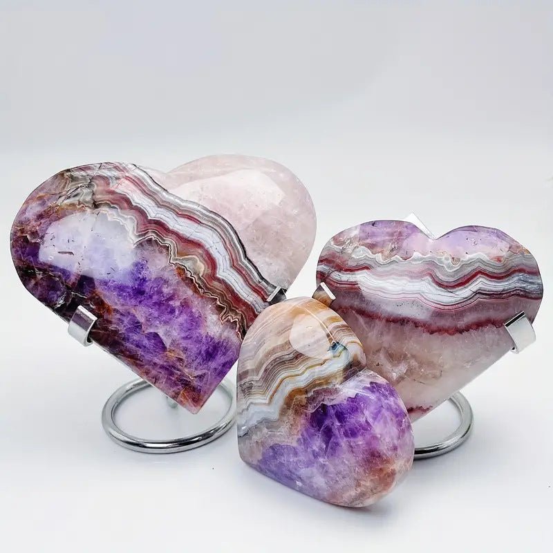 Sheehas Feng Shui Spiritually Charming Natural Amethyst - Agate Symbiosis Heart - Shaped Ornament - The Messenger of Love and Luck Energy - 我的商店 -