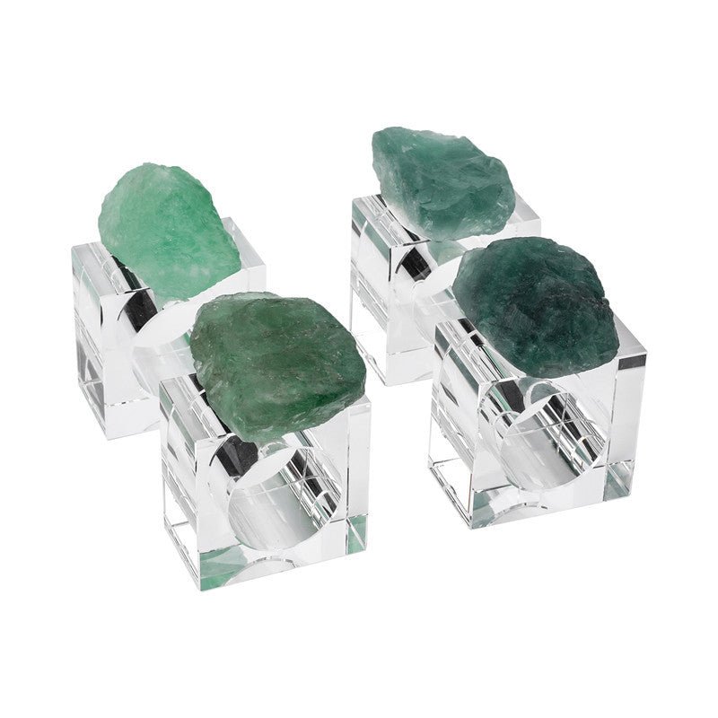 Sheehas Green Fluorite Napkin Rings (4 pcs) - 我的商店 - tablecloth clip