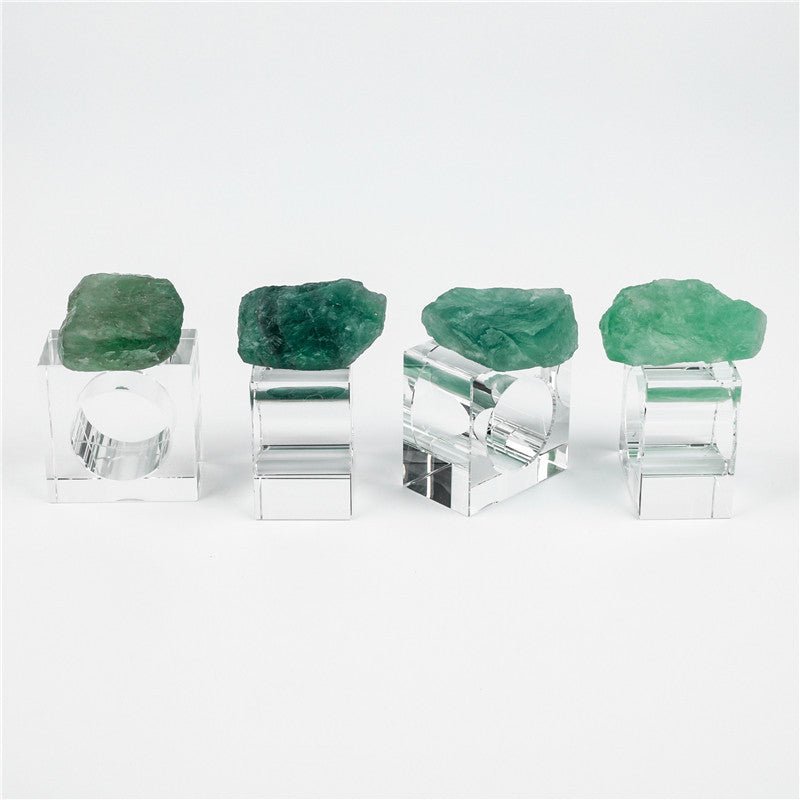 Sheehas Green Fluorite Napkin Rings (4 pcs) - 我的商店 - tablecloth clip