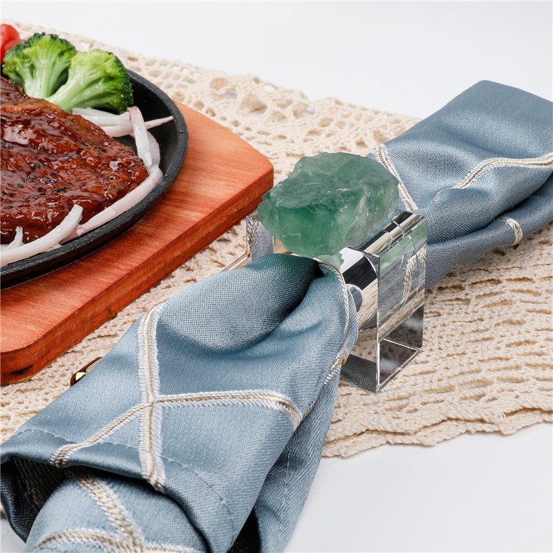 Sheehas Green Fluorite Napkin Rings (4 pcs) - 我的商店 - tablecloth clip