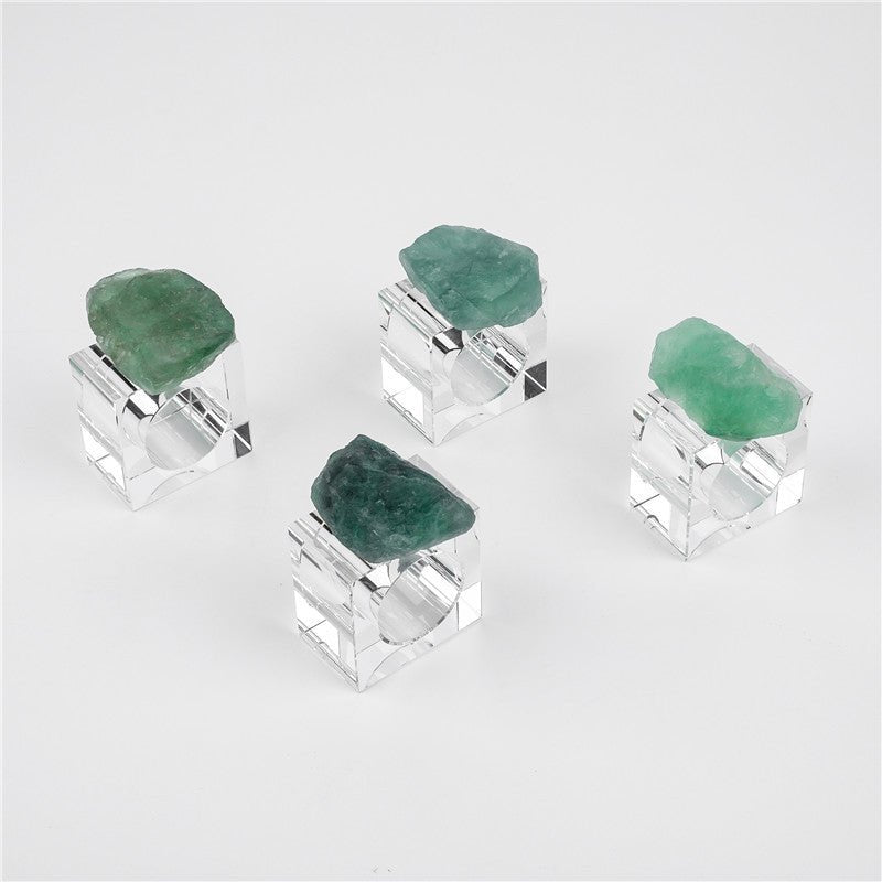 Sheehas Green Fluorite Napkin Rings (4 pcs) - 我的商店 - tablecloth clip