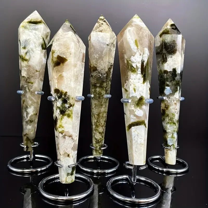 Sheehas Green Tourmaline & Silver Mica Scepter - Heart Chakra Healing ( Height: 7" - 8" ) - 我的商店 -