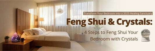  Bedroom Feng Shui setup with crystals, showcasing 2025 healing sanctuary transformation. 4-step guide to optimize bedroom energy using Feng Shui and crystals.