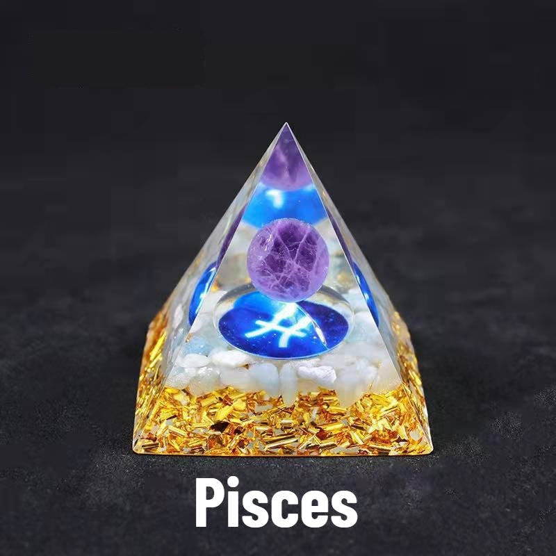 Sheehas Zodiac Crystal Pyramid | Astrological Energy Amplifier for the Twelve Zodiac Signs