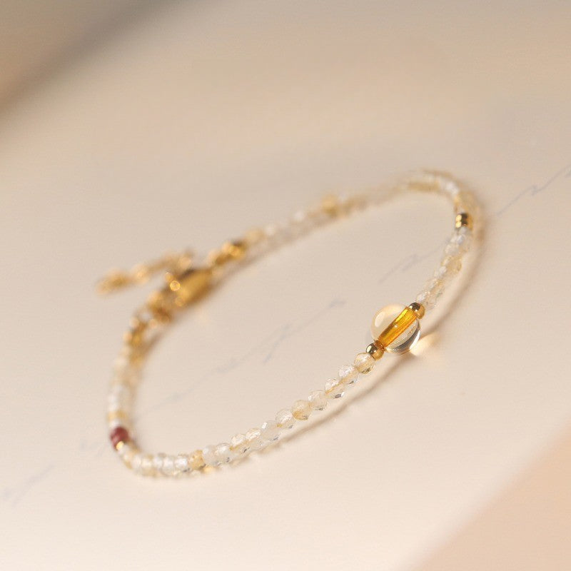 Sheehas Feng Shui Natural Crystal 18K Gold-plated Adjustable Stackable Bracelet: Improve Your Luck