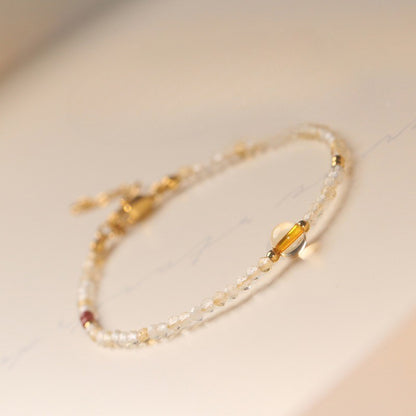Sheehas Feng Shui Natural Crystal 18K Gold-plated Adjustable Stackable Bracelet: Improve Your Luck