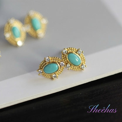 Sheehas Turquoise Wealth Activation Stud Earrings