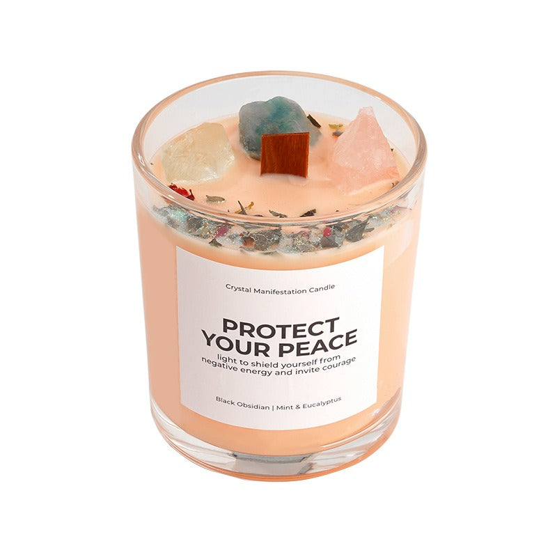 Sheehas Meditation and Prayer Crystal Energy Aromatherapy Candle - Peace of Body and Mind