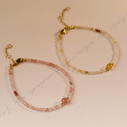 Sheehas Feng Shui Natural Crystal 18K Gold-plated Adjustable Stackable Bracelet: Improve Your Luck