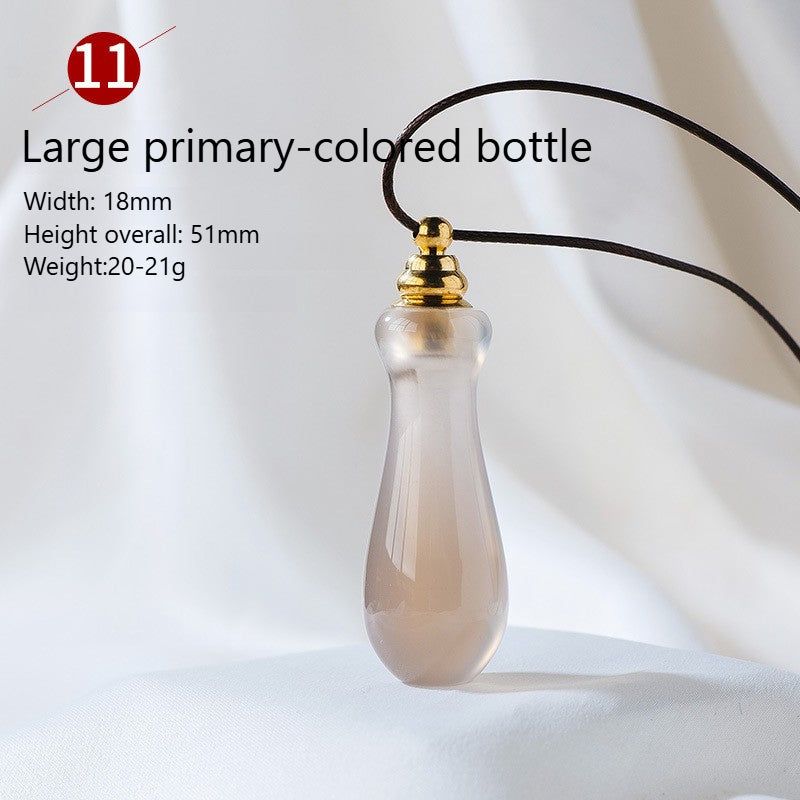 Sheehas Feng Shui Agate Raw Stone Essential Oil Bottle Wishing Pendant