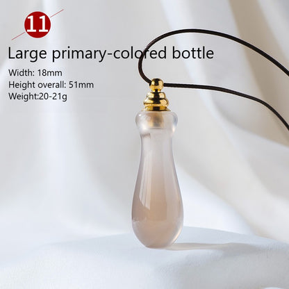 Sheehas Feng Shui Agate Raw Stone Essential Oil Bottle Wishing Pendant
