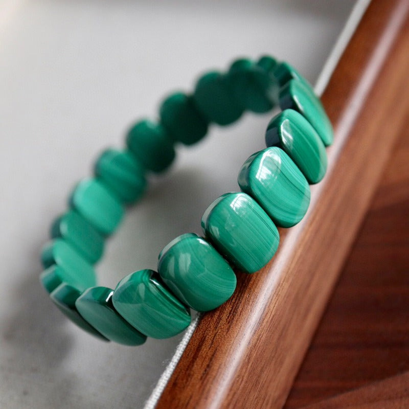 Sheehas Natural Green Malachite Rectangle Beads Chakra Healing Bracelet 10mm*14mm: Start Your Lucky Journey