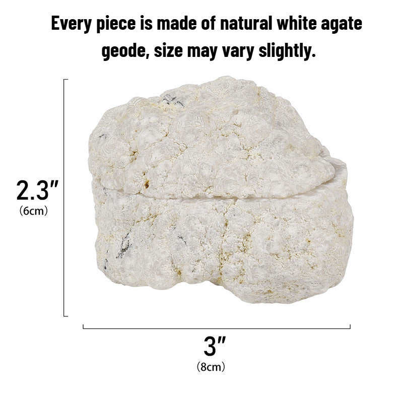 Bol en géode d'agate blanche – Cristal brut scintillant pour la prospérité et l'énergie positive