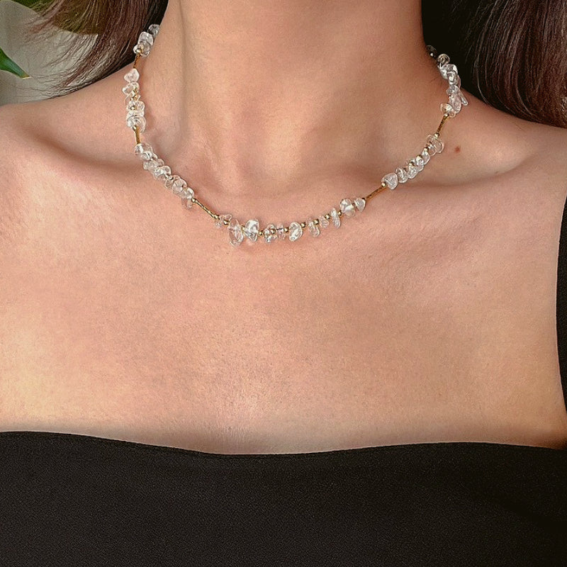 Natural Clear Quartz Starry Sky Adjustable Necklace