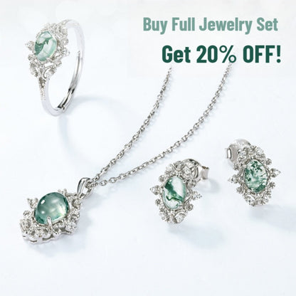 Moss Agate Palace-Style Earrings | Sterling Silver Studs for Balance & Prosperity