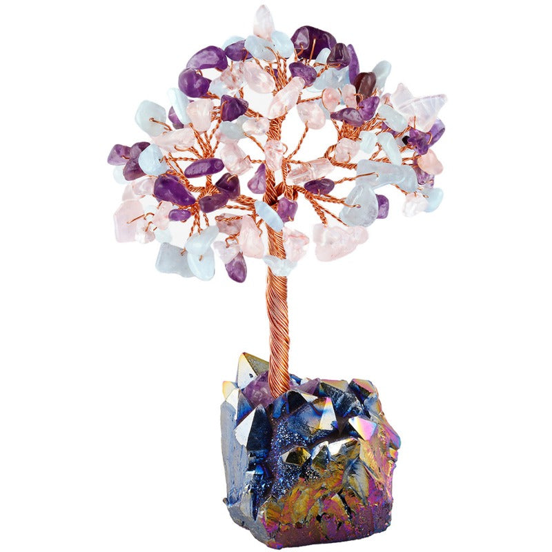 Arbre de vie en cristal naturel Feng Shui Sheehas avec base en cristal électrolytique