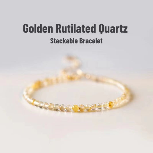 Sheehas Feng Shui Natural Golden Rutilated Quartz Adjustable Wealth-attracting Bracelet