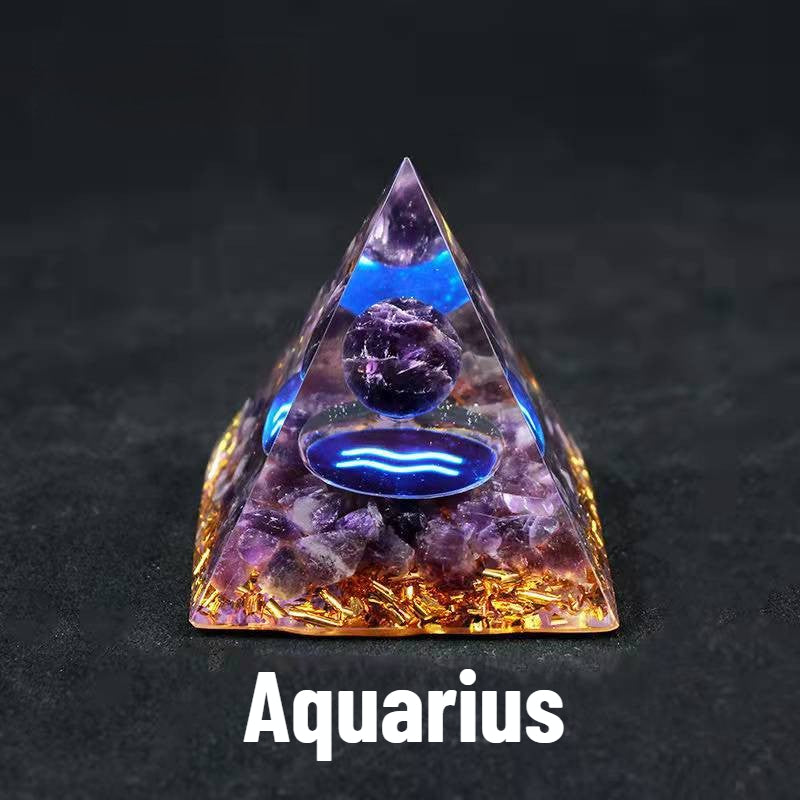 Sheehas Zodiac Crystal Pyramid | Astrological Energy Amplifier for the Twelve Zodiac Signs