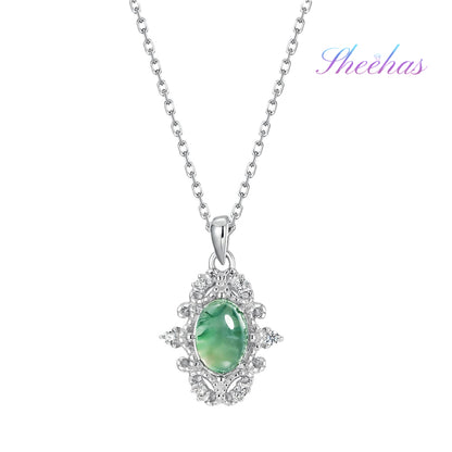 Moss Agate Palace-Style Pendant Necklace | Sterling Silver Pendant for Balance & Prosperity