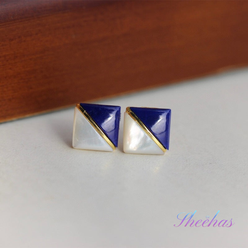 Tears of the Stars - Dual Energy Guardian Earrings with Natural Lapis Lazuli & White Nacre