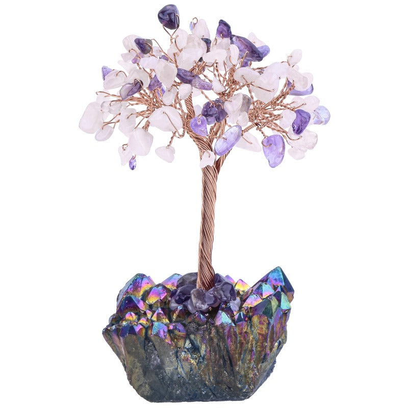 Arbre de vie en cristal naturel Feng Shui Sheehas avec base en cristal électrolytique