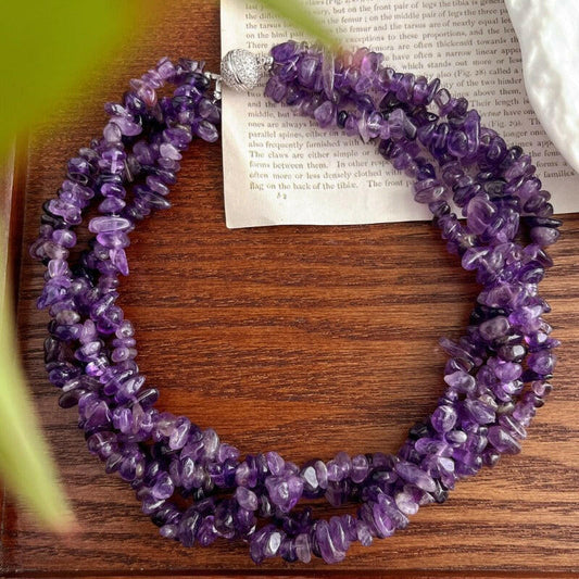 Amethyst Crushed Stone Multi-layer Choker Necklace by Sheehas