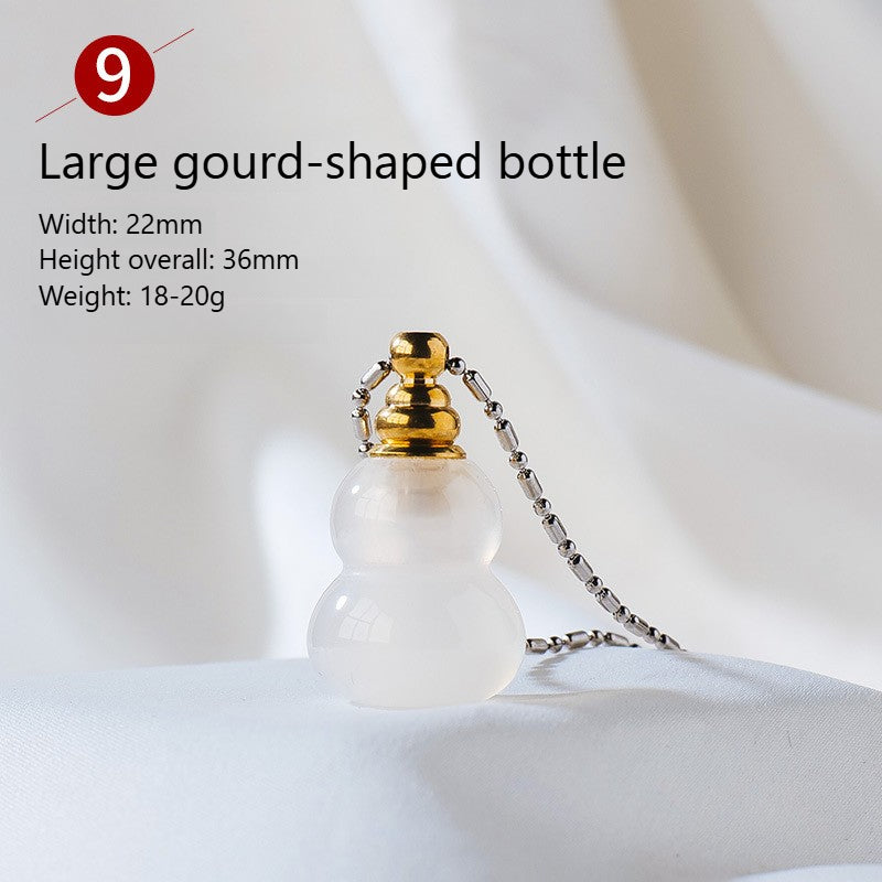 Sheehas Feng Shui Agate Raw Stone Essential Oil Bottle Wishing Pendant
