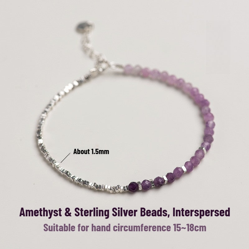 Bracelet Sheehas ajustable et empilable en améthyste naturelle dégradée et argent cassé
