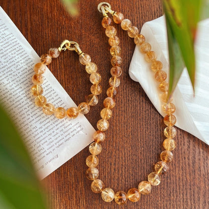 Sheehas Feng Shui Natural Citrine Wealth-Gathering Necklace and Bracelet Set