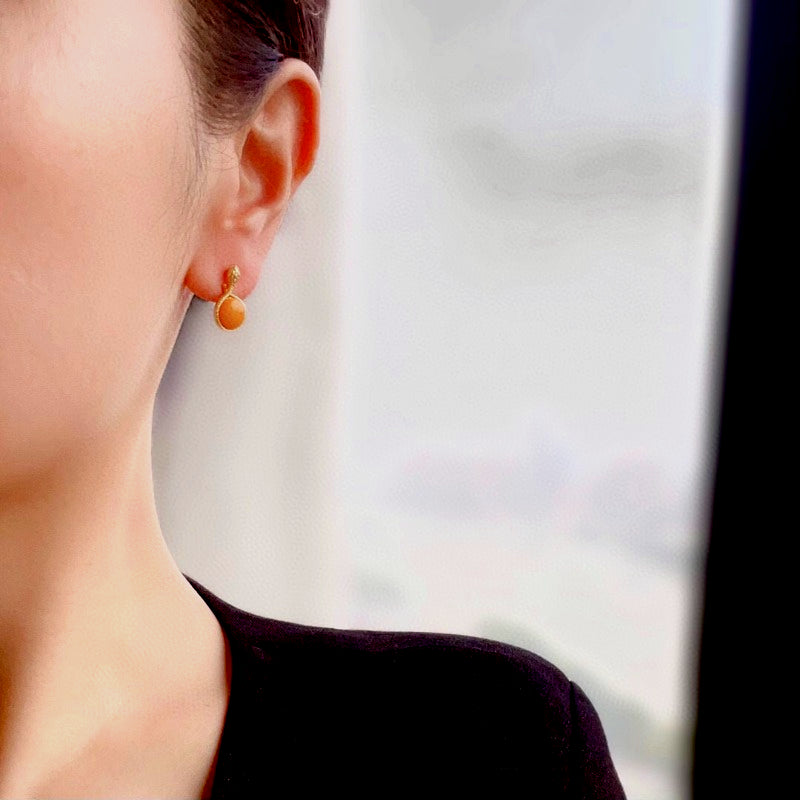 Natural Amber & Sterling Silver Ouroboros Wealth-Eternity Symbol Earrings by Sheehas