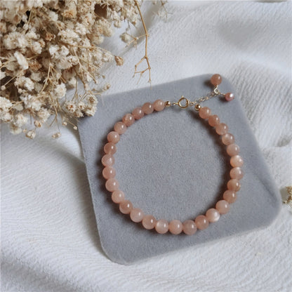 Natural Sunstone 14K Gold Filled Stackable Bracelet: Enhance Courage