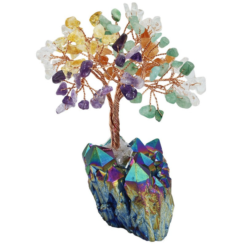 Arbre de vie en cristal naturel Feng Shui Sheehas avec base en cristal électrolytique
