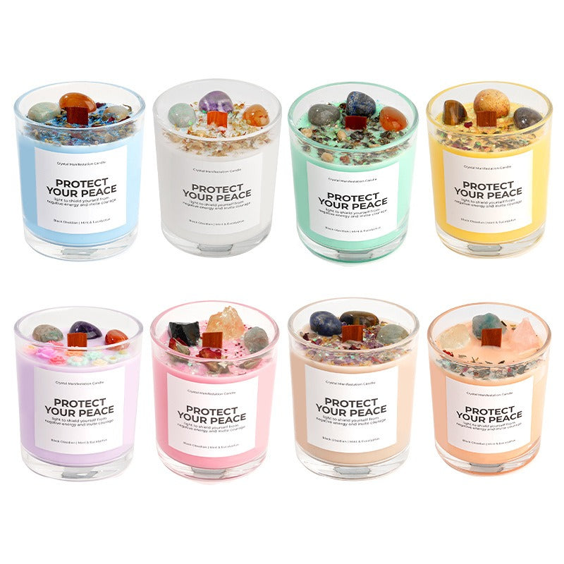 Sheehas Meditation and Prayer Crystal Energy Aromatherapy Candle - Peace of Body and Mind