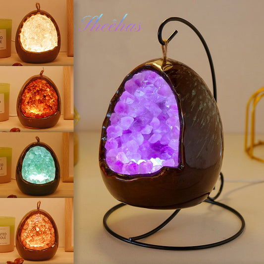 Dinosaur Egg Crystal Raw Stone Night Light