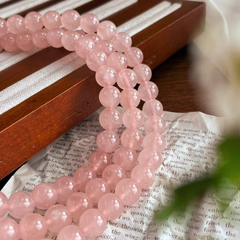 Sheehas Natural Rose Quartz Beaded Emotion Healing Jewelry Set: Attracts Love