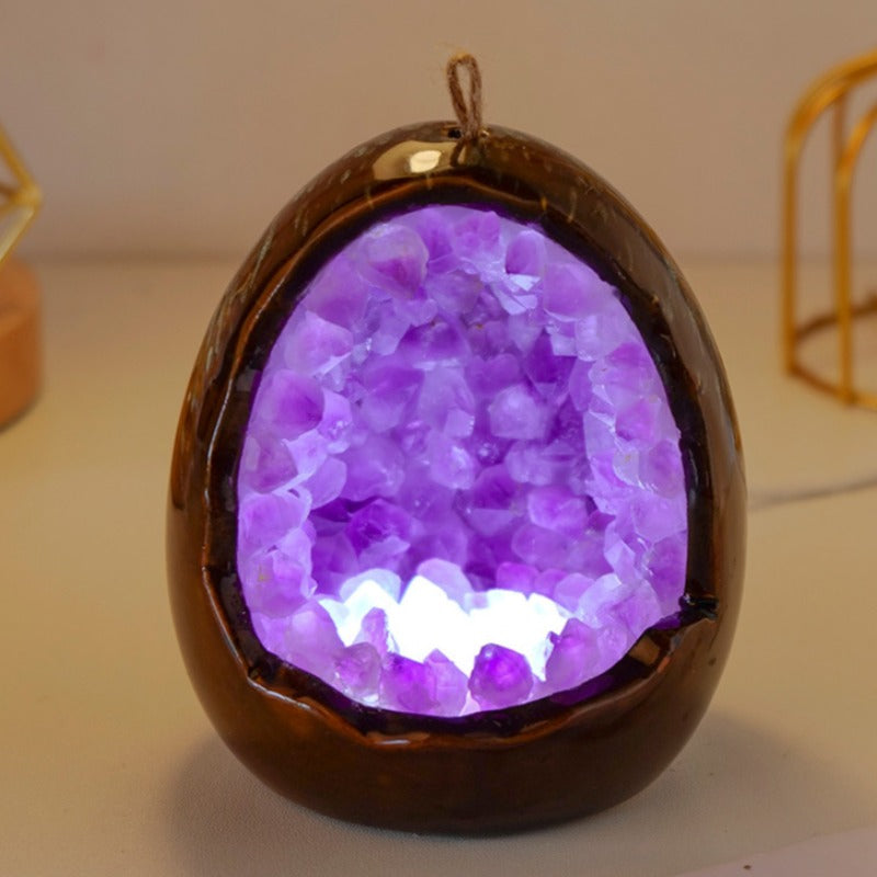 Dinosaur Egg Crystal Raw Stone Night Light