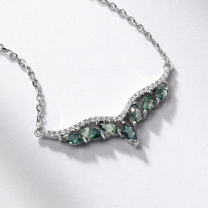 Pure Love: Natural Moss Agate Sterling Silver Angel's Wing Choker Necklace