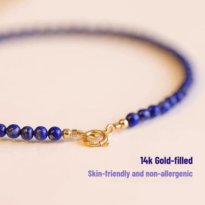 Sheehas Feng Shui Natural Lapis Lazuli 14K Gold-filled Energy Healing Stackable Bracelet
