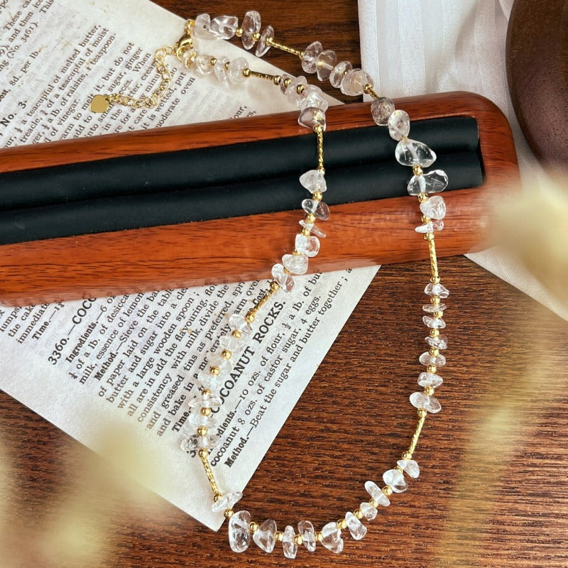 Natural Clear Quartz Starry Sky Adjustable Necklace
