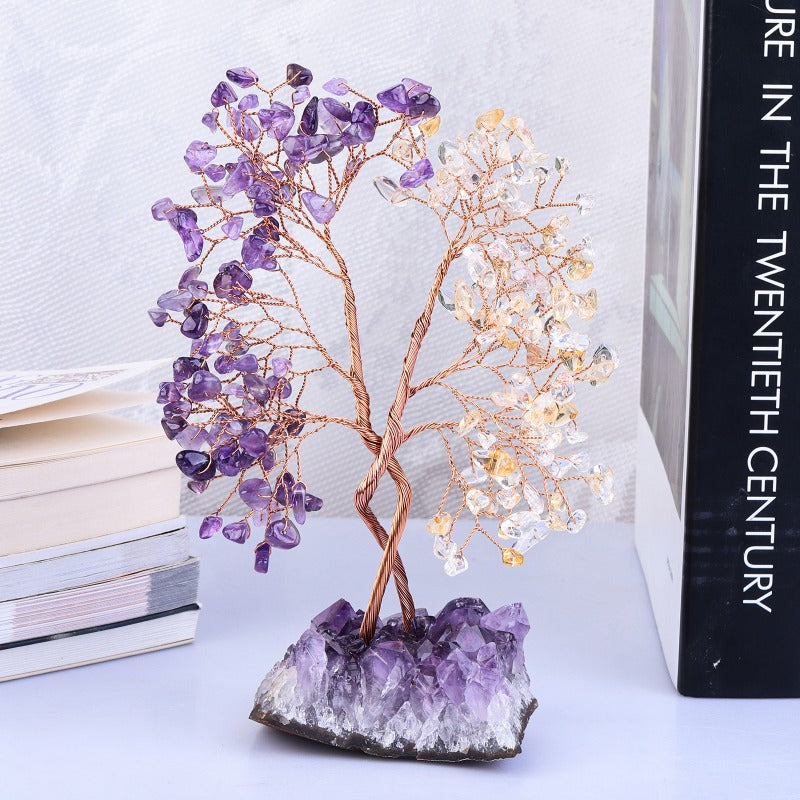 Arbre de vie Sheehas Money avec base en améthyste naturelle