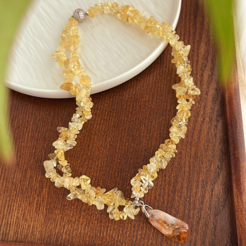 Natural Citrine Multi-layer Maillard-style Necklace by Sheehas