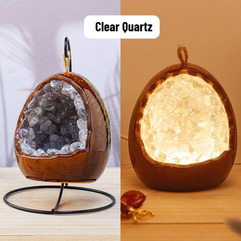 Dinosaur Egg Crystal Raw Stone Night Light