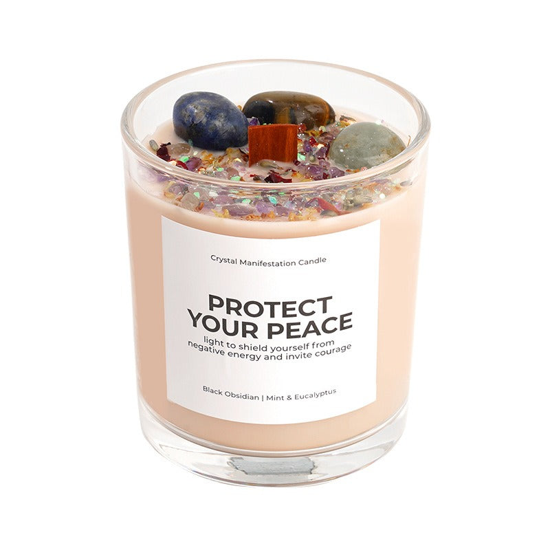 Sheehas Meditation and Prayer Crystal Energy Aromatherapy Candle - Peace of Body and Mind