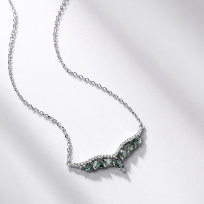 Pure Love: Natural Moss Agate Sterling Silver Angel's Wing Choker Necklace