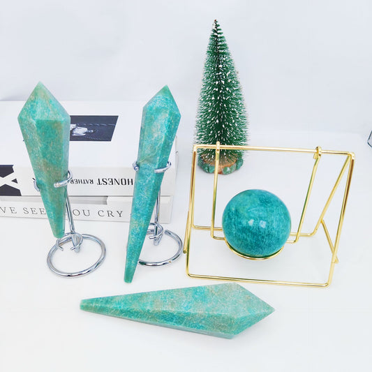 Sheehas Feng Shui Natural Amazonite Scepter Set - The Key to the Energy of the Throat Chakra and Heart Chakra