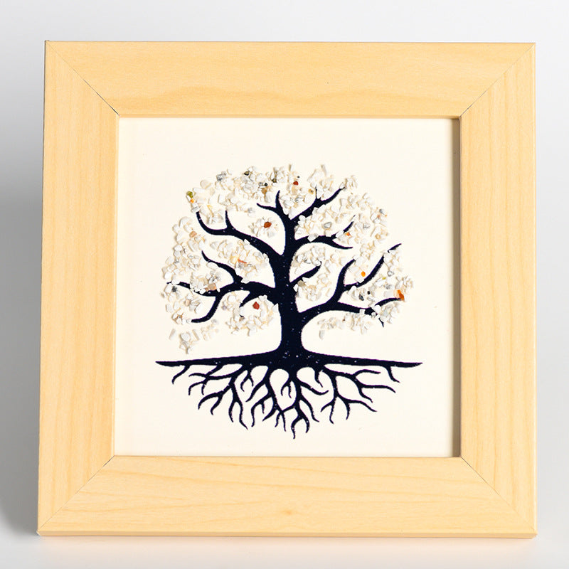 Mosaïque murale en cristal Arbre de vie - Fait main avec des cristaux de guérison
